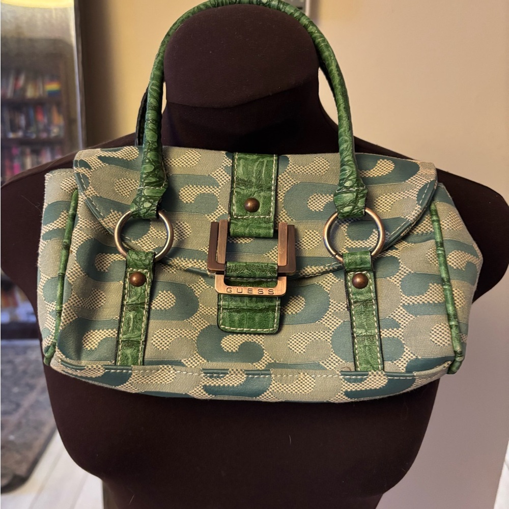 GUESS Mini Monogram Green purse